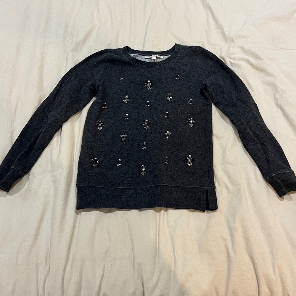 Gray Bejeweled Sweater XXS